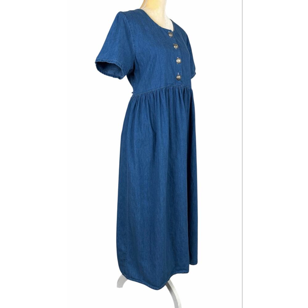 Double D Ranch Denim Maxi Dress XS Boho Western Prairie Cowgirl Rodeo - Picture 5 of 10